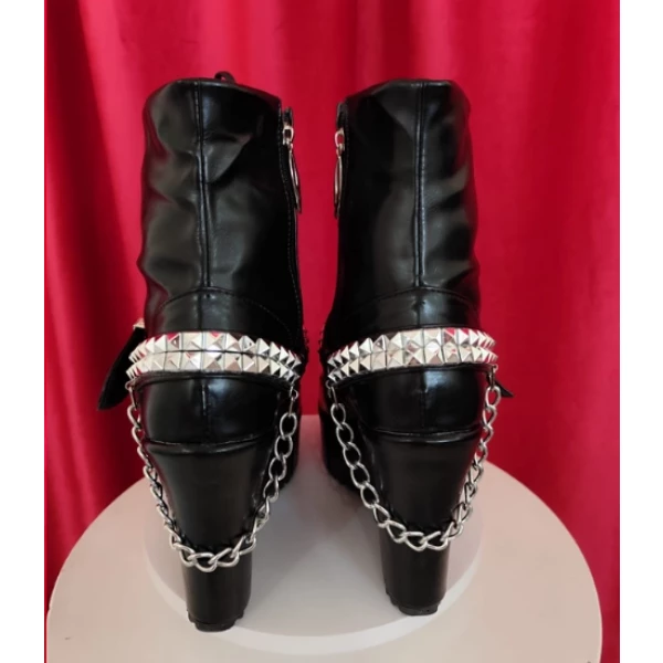 Coturno Plataforma Grunge Punk Preto | Altura 11cm com Fivelas